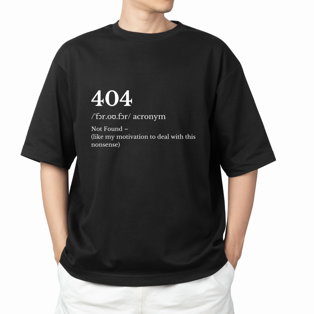 Black Minimalist 404 Quirky Tshirt